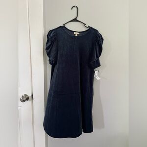 Seven7 Deep Blue Ribbed Top